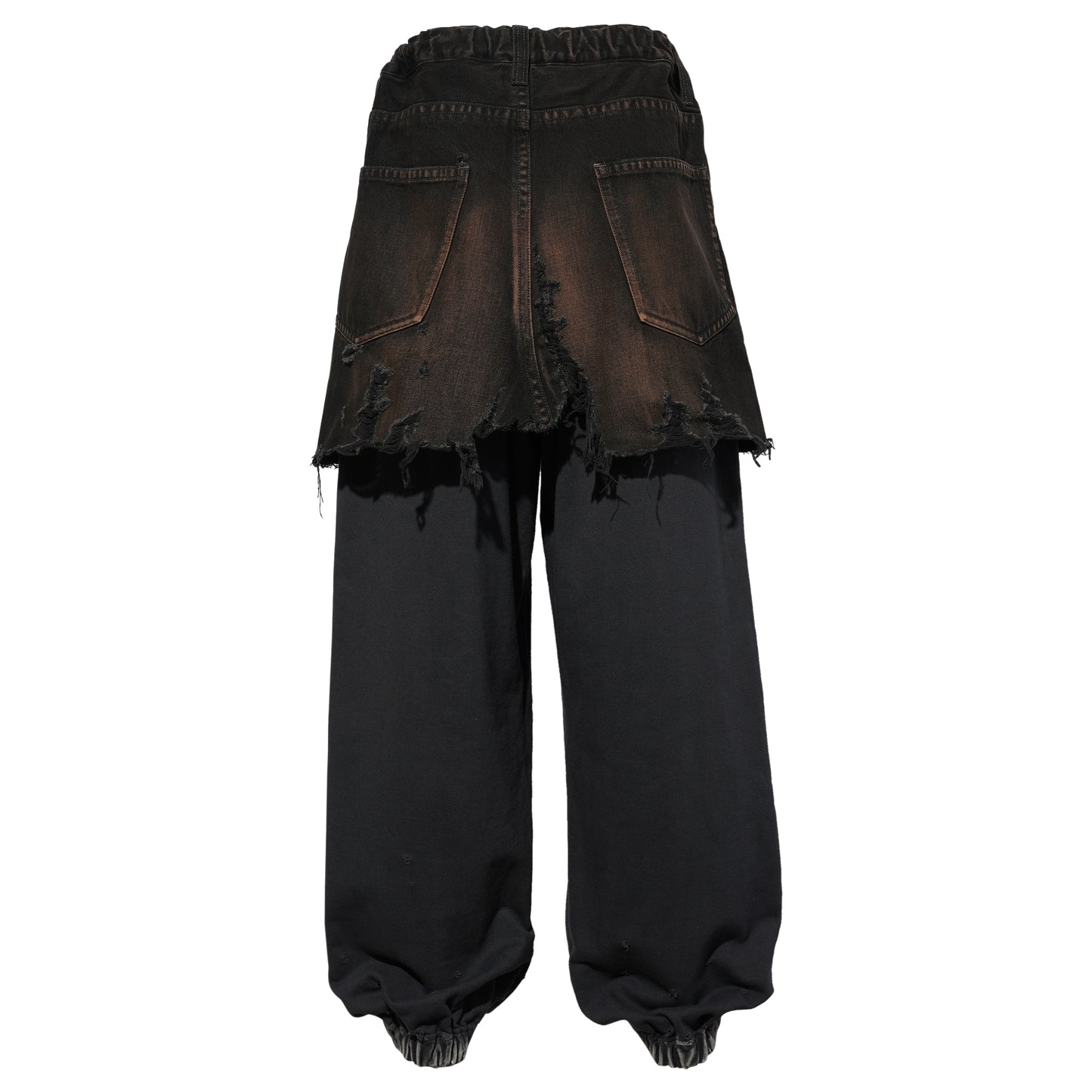 WAIST LAYERED DENIM PANTS / BLACK