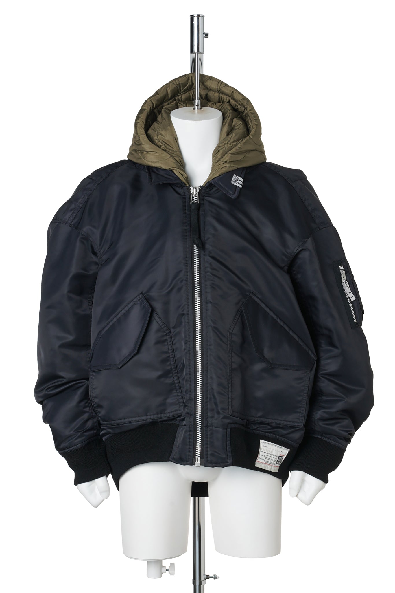 HOODED BOMBER JACKET / BLACK