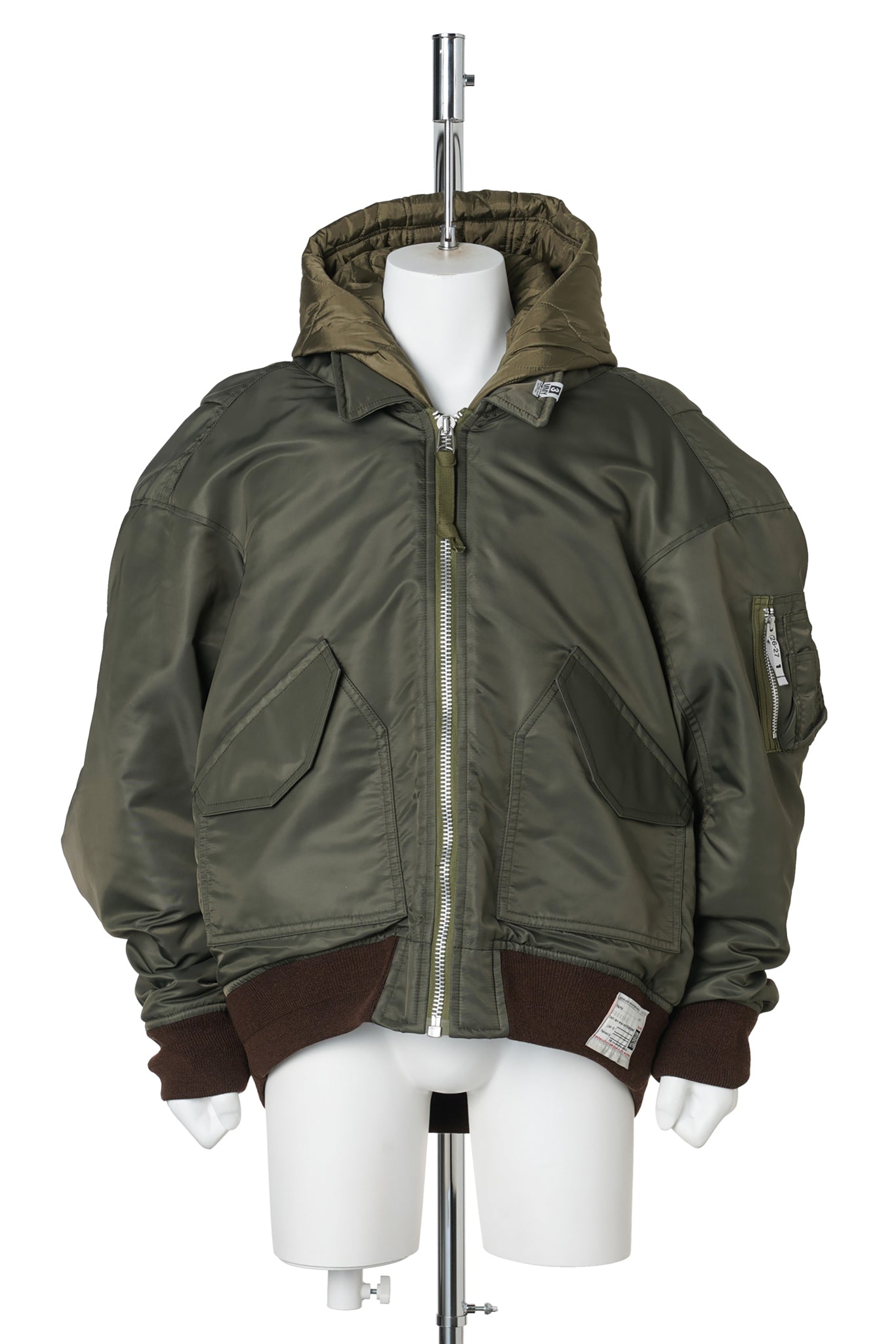HOODED BOMBER JACKET / KHAKI