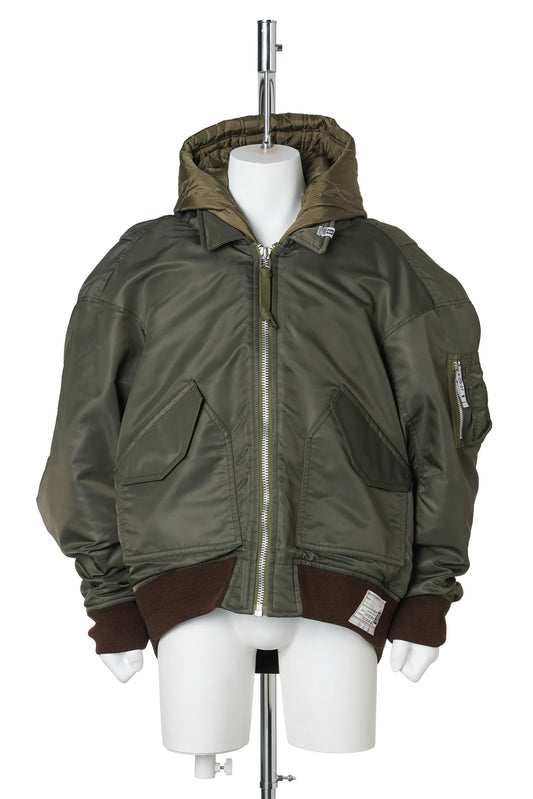 HOODED BOMBER JACKET / KHAKI