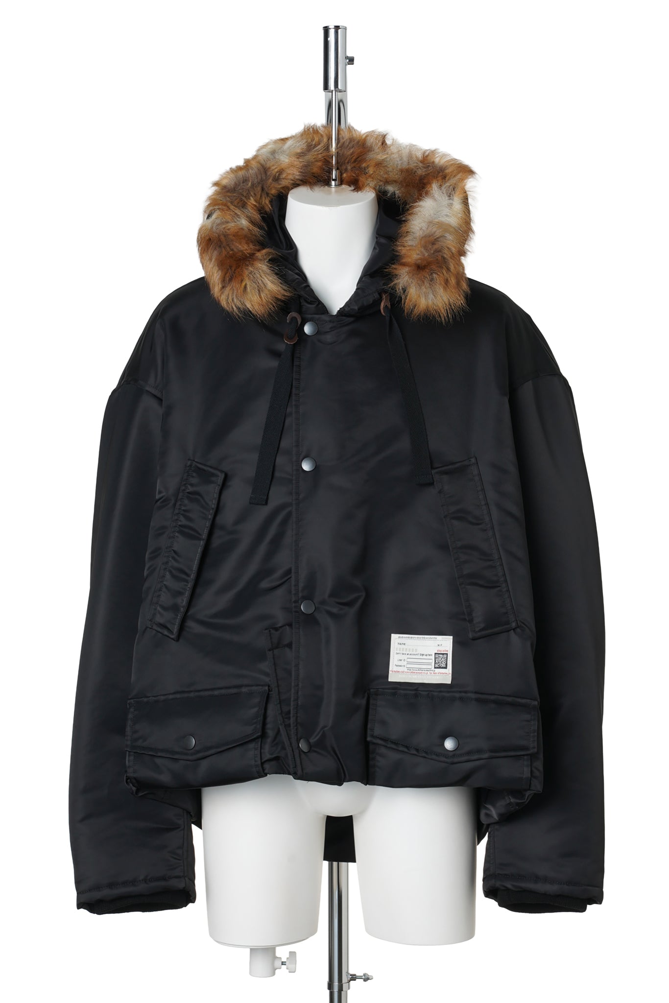 BOTTOM FOLDED HOODED BLOUSON / BLACK