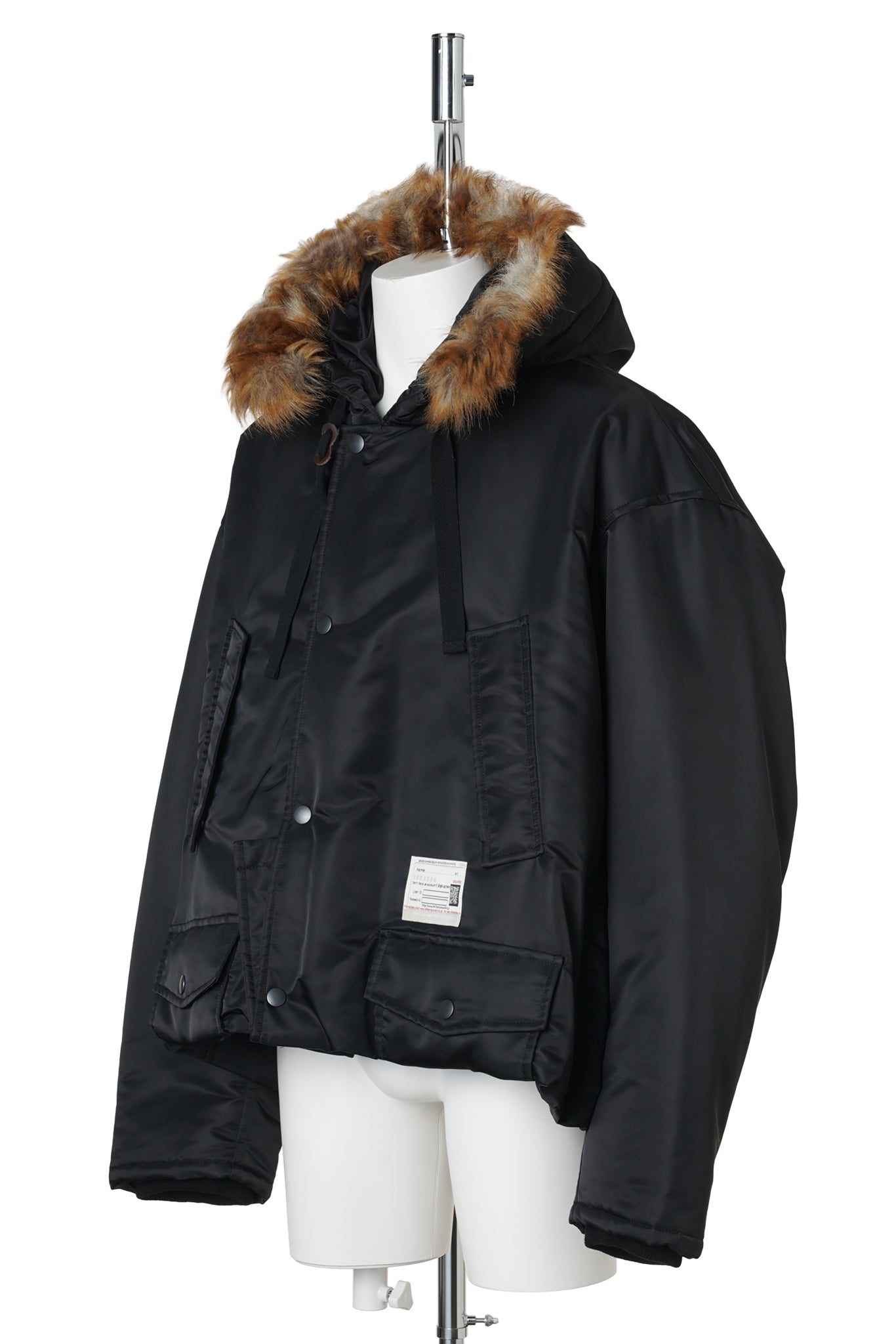 BOTTOM FOLDED HOODED BLOUSON / BLACK