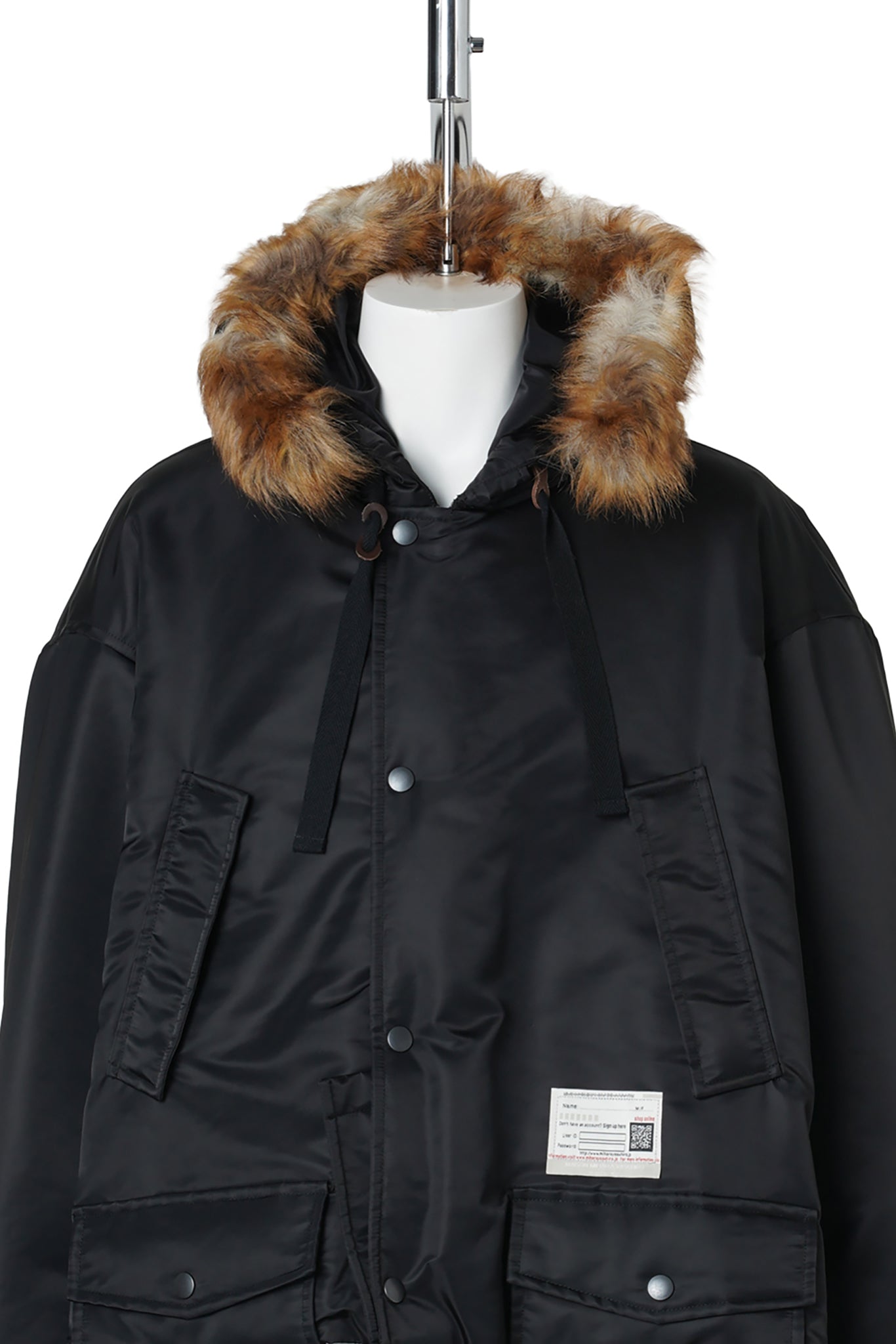 BOTTOM FOLDED HOODED BLOUSON / BLACK
