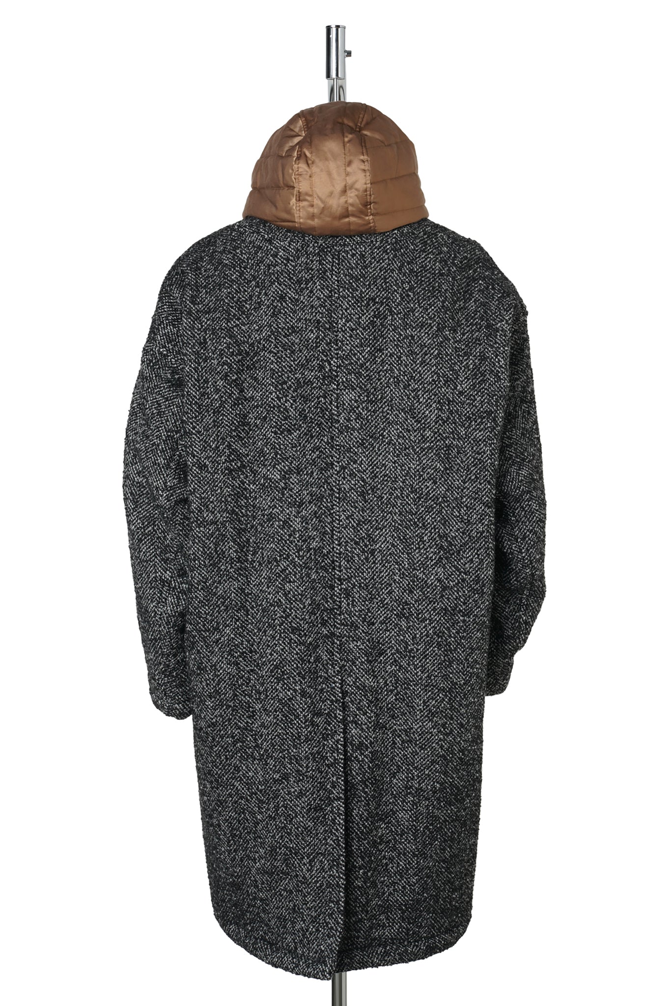 HOODED BALMACAAN COAT / BLK/WHITE