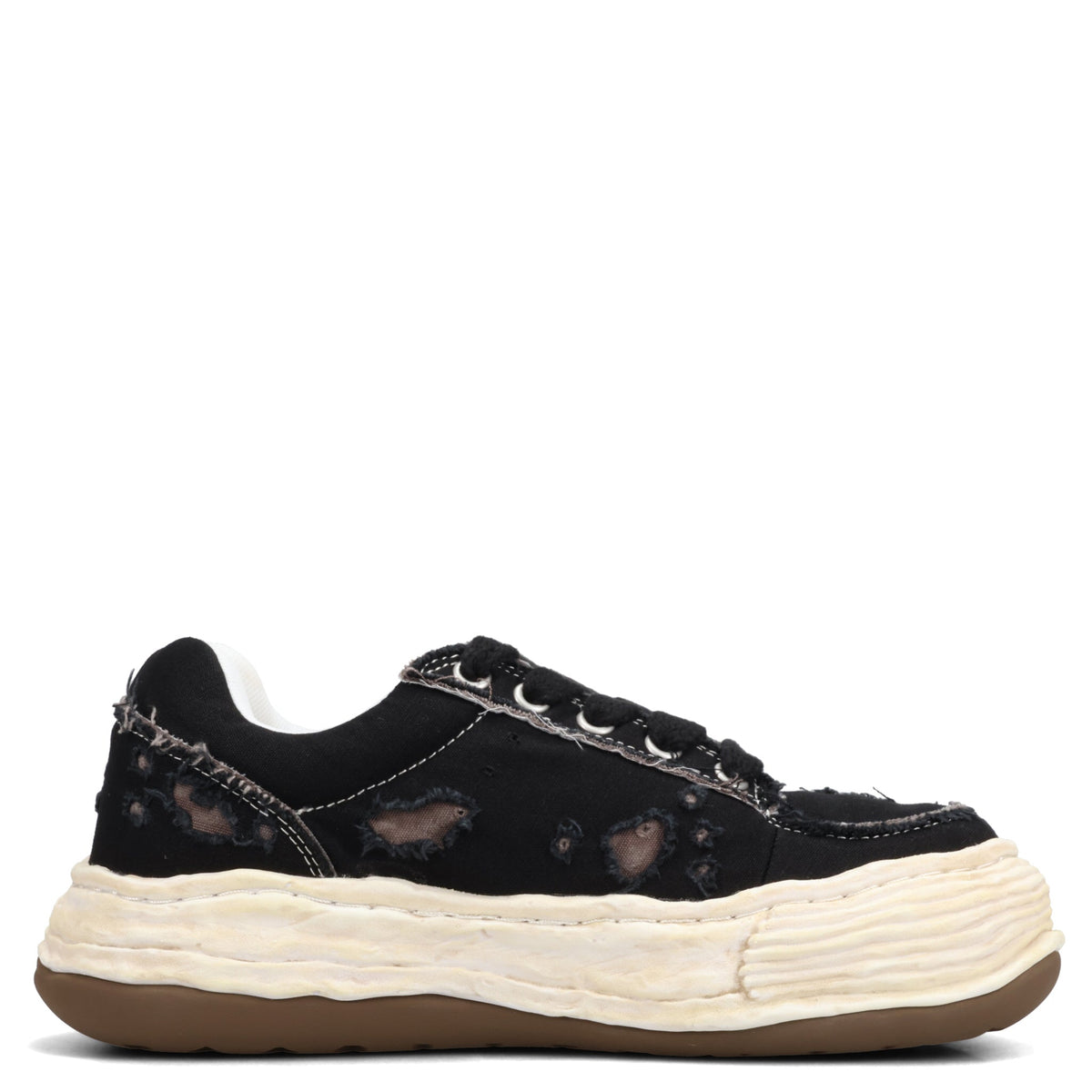 OLIVER RIPPING CANVAS LOW-TOP SNEAKERS / 018:BLACK