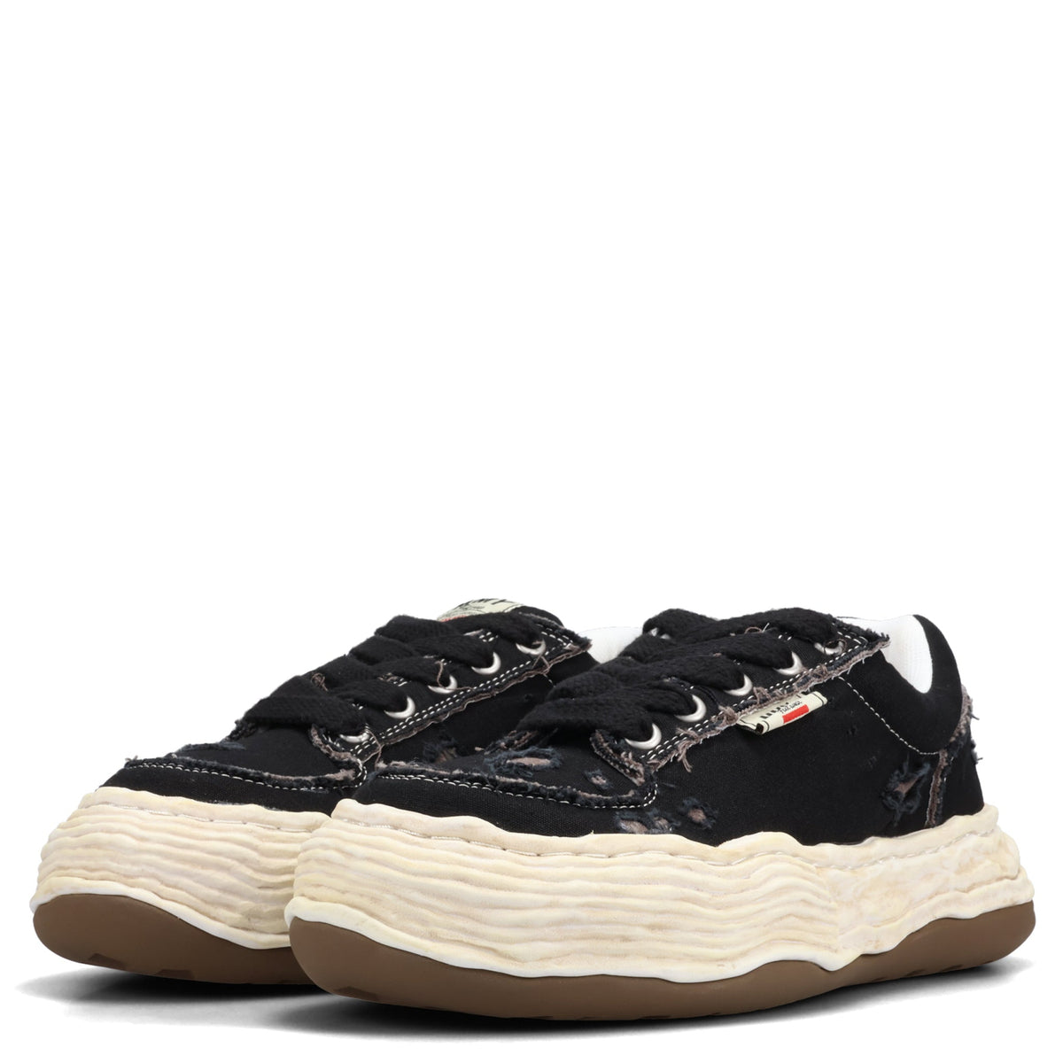 OLIVER RIPPING CANVAS LOW-TOP SNEAKERS / 018:BLACK