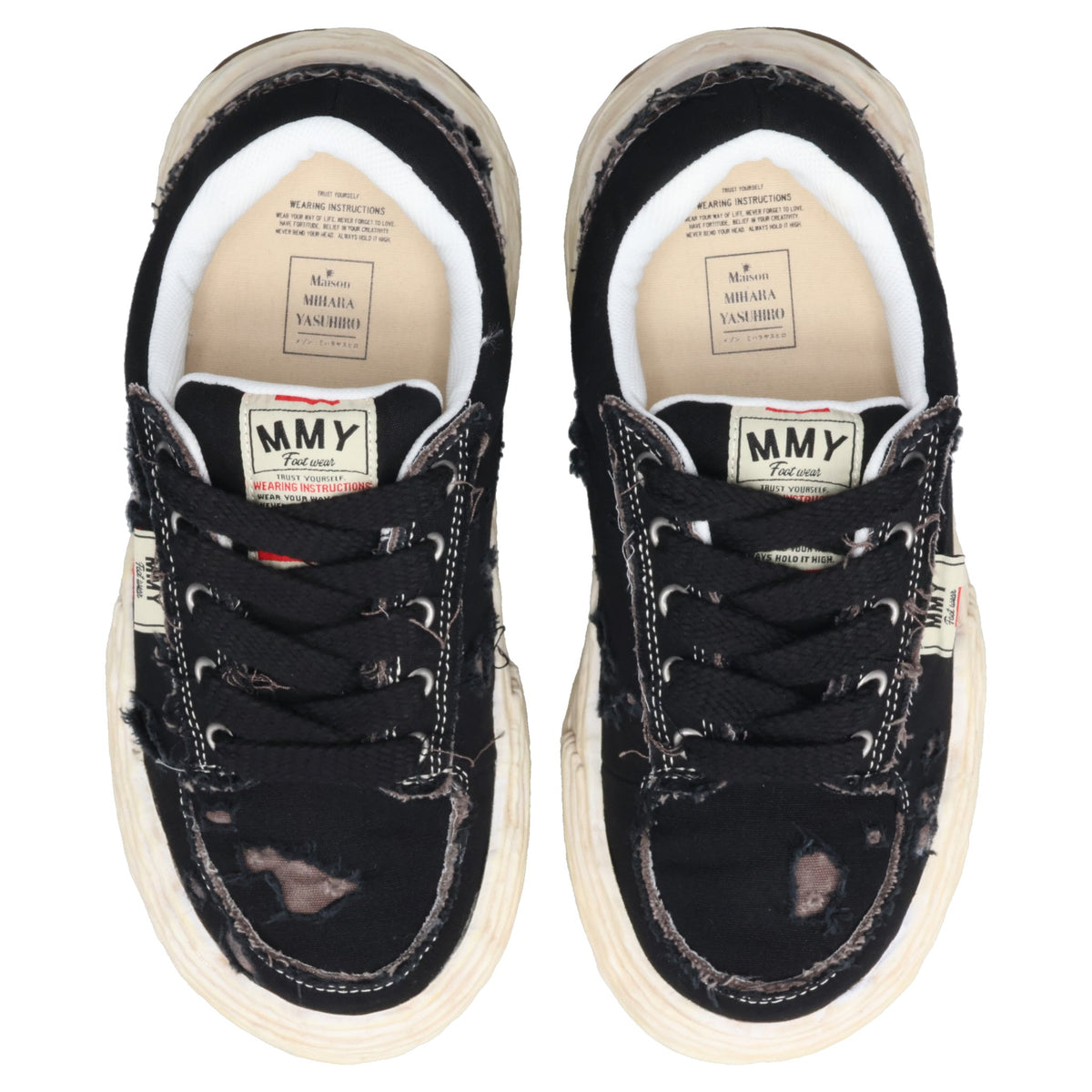 OLIVER RIPPING CANVAS LOW-TOP SNEAKERS / 018:BLACK