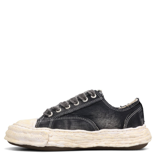 PETERSON23 BLEACHED CANVAS LOW-TOP SNEAKERS / 018:BLACK