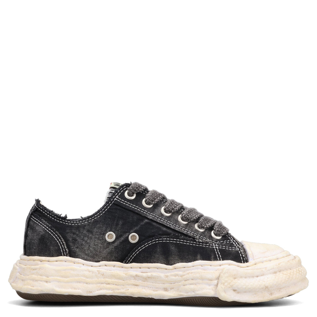 PETERSON23 BLEACHED CANVAS LOW-TOP SNEAKERS / 018:BLACK