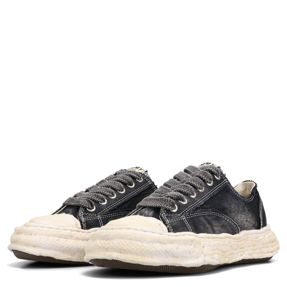 PETERSON23 BLEACHED CANVAS LOW-TOP SNEAKERS / 018:BLACK