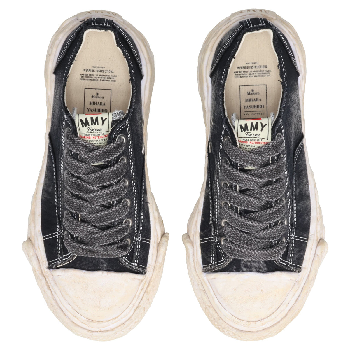 PETERSON23 BLEACHED CANVAS LOW-TOP SNEAKERS / 018:BLACK