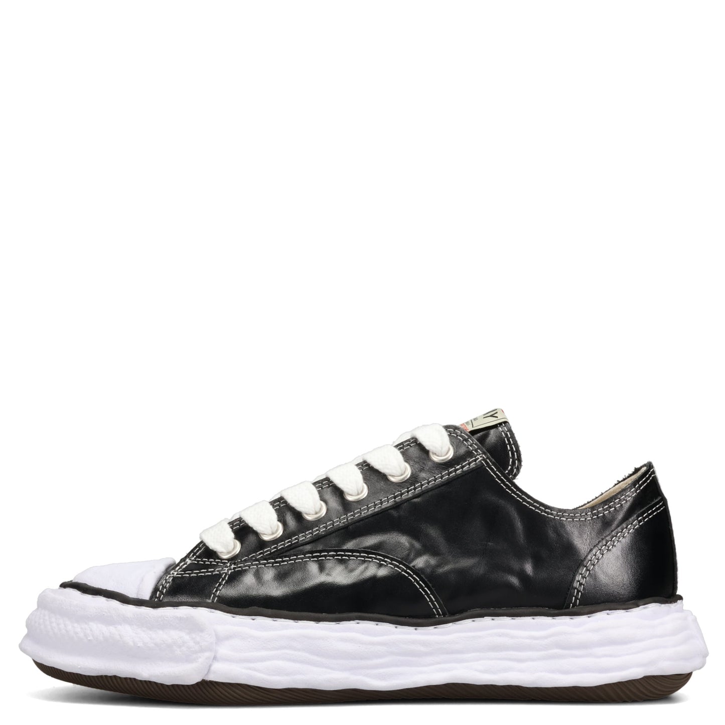 PETERSON23 WRINKLED LEATHER LOW-TOP SNEAKERS / 018:BLACK
