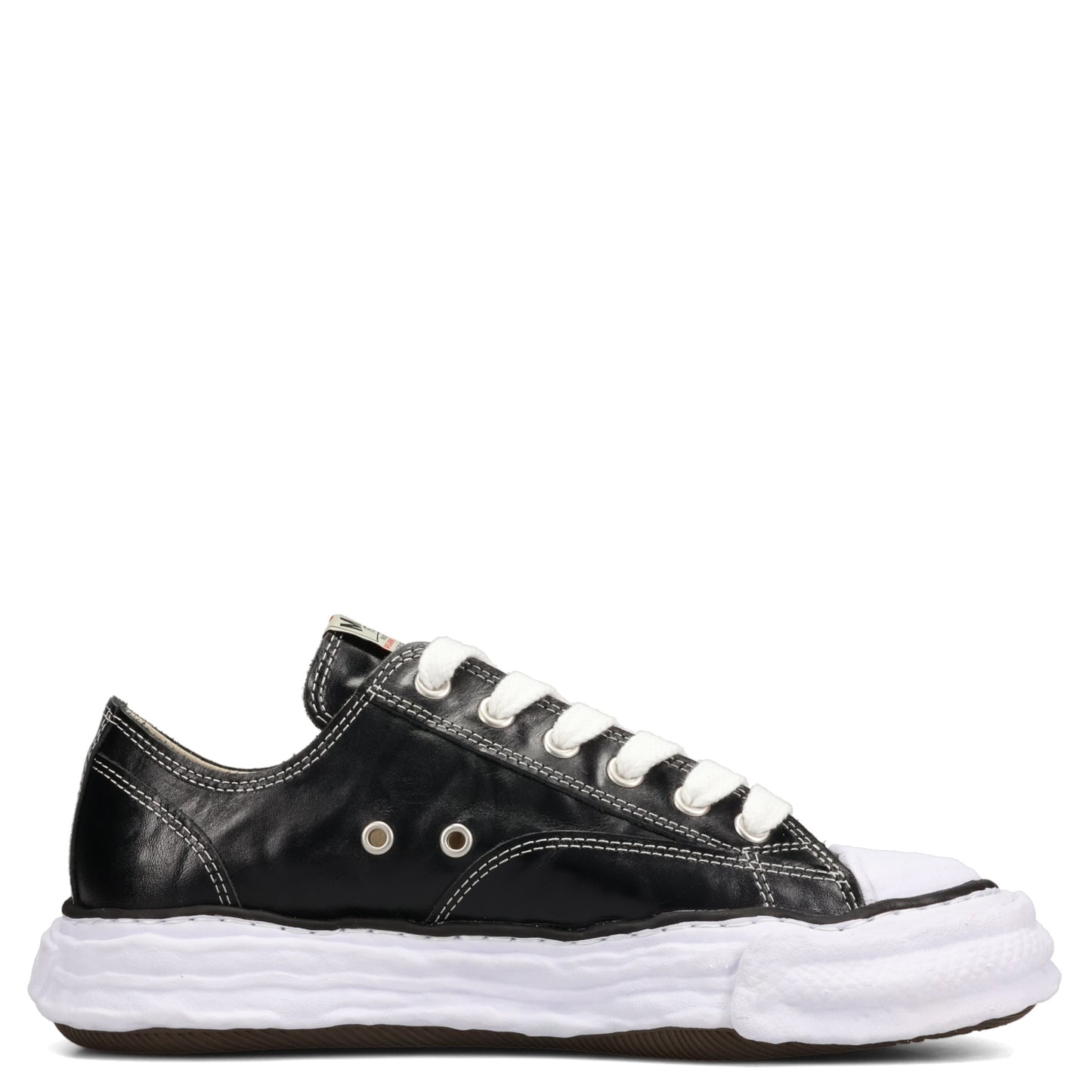 PETERSON23 WRINKLED LEATHER LOW-TOP SNEAKERS / 018:BLACK