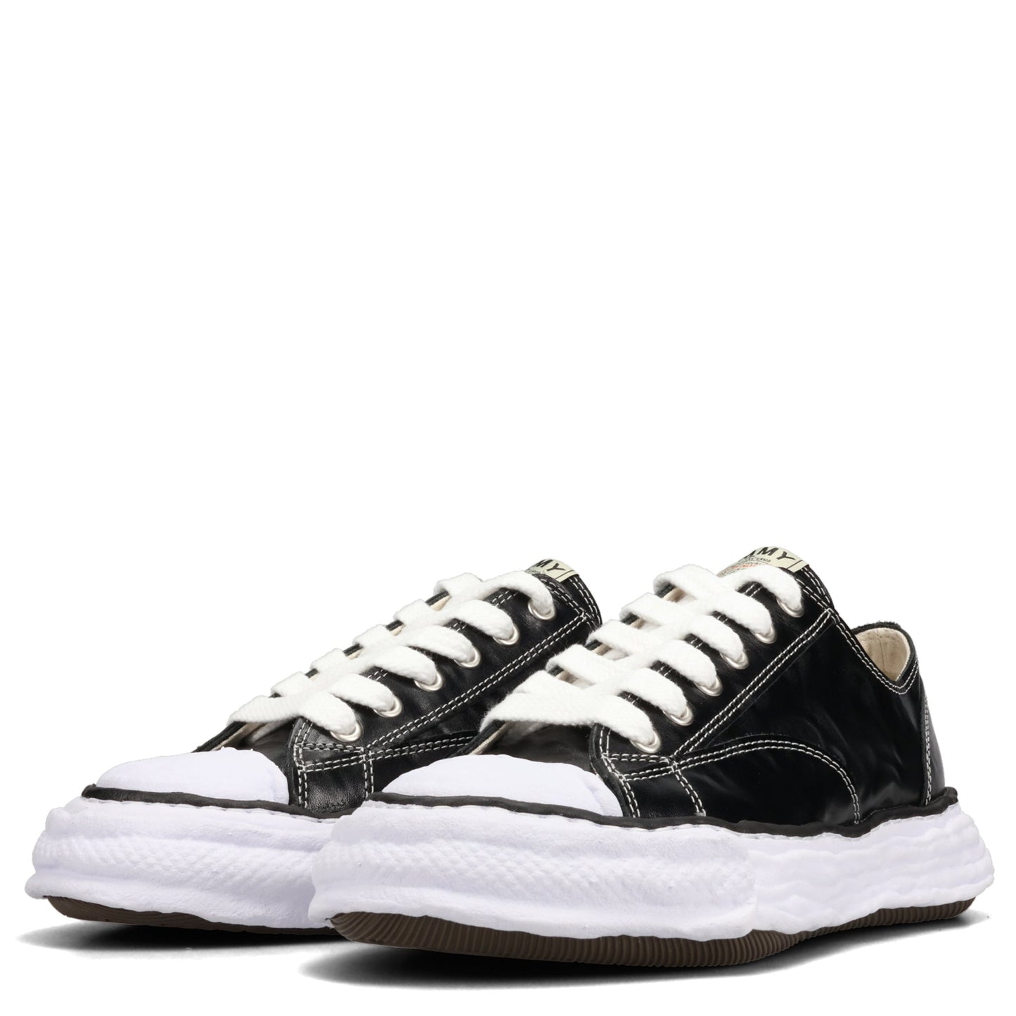 PETERSON23 WRINKLED LEATHER LOW-TOP SNEAKERS / 018:BLACK