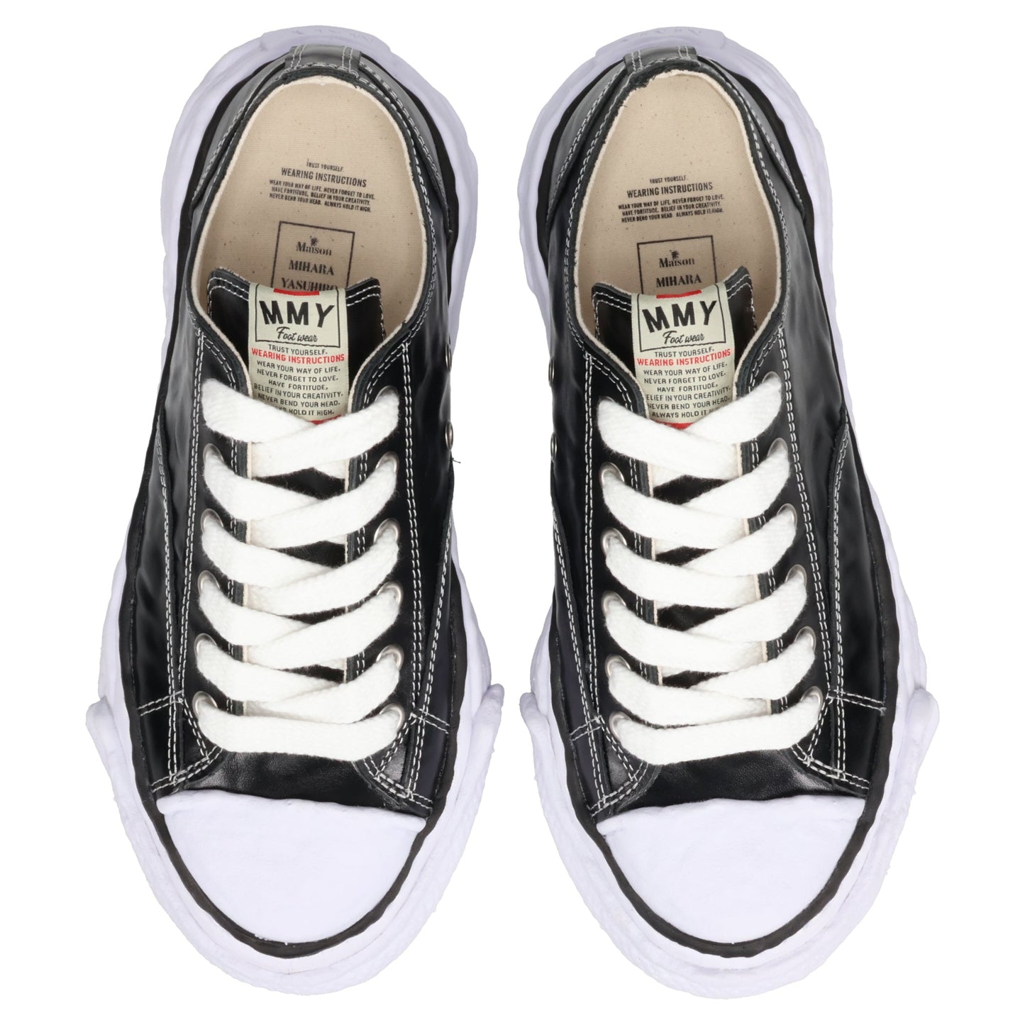 PETERSON23 WRINKLED LEATHER LOW-TOP SNEAKERS / 018:BLACK