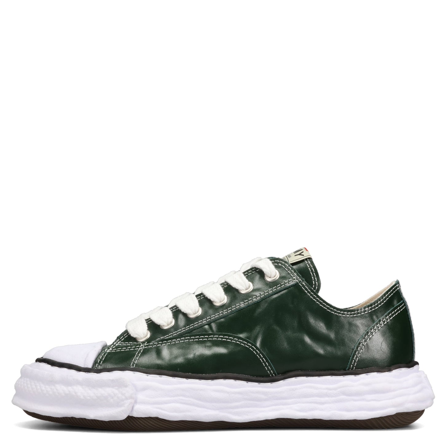 PETERSON23 WRINKLED LEATHER LOW-TOP SNEAKERS / 056:GREEN
