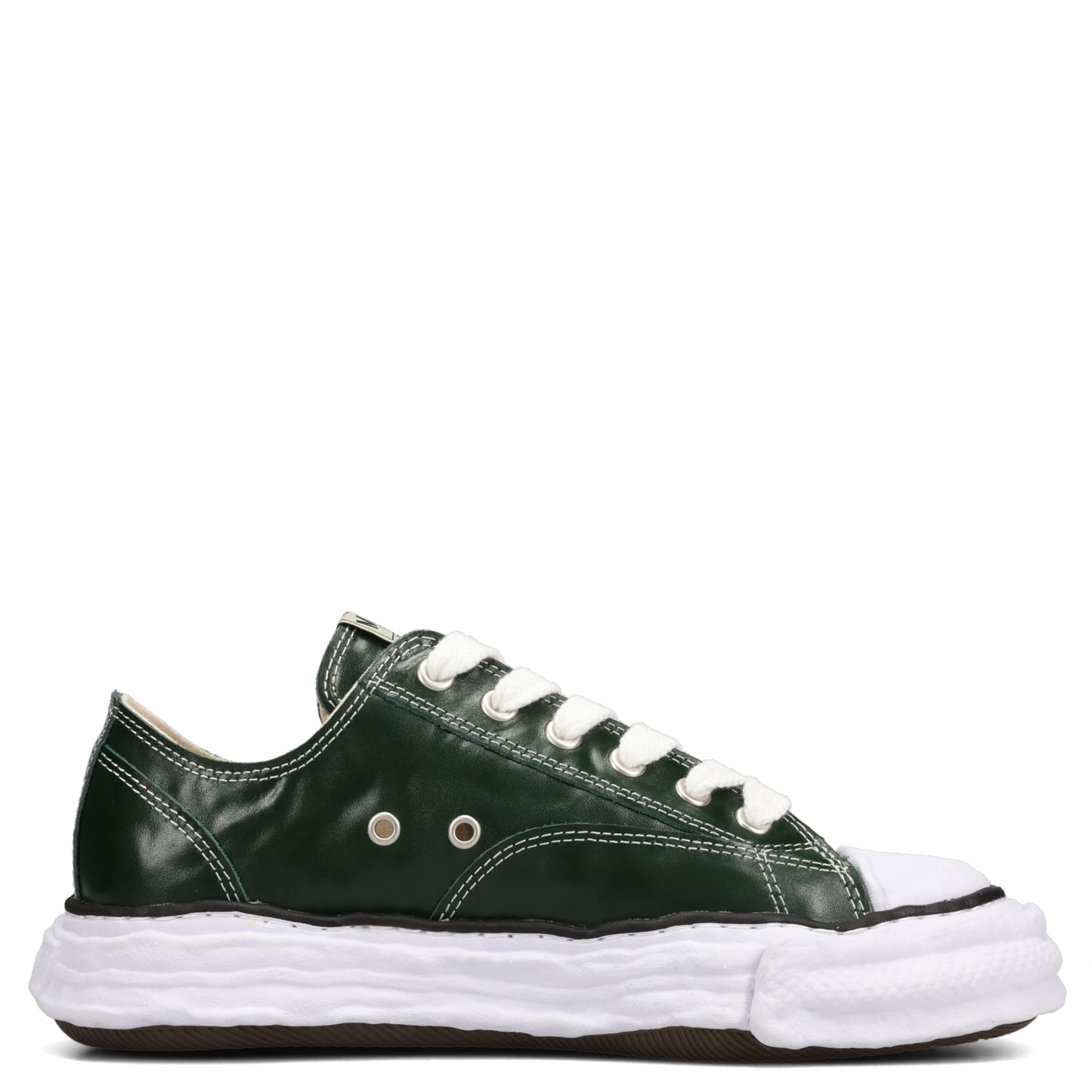 PETERSON23 WRINKLED LEATHER LOW-TOP SNEAKERS / 056:GREEN