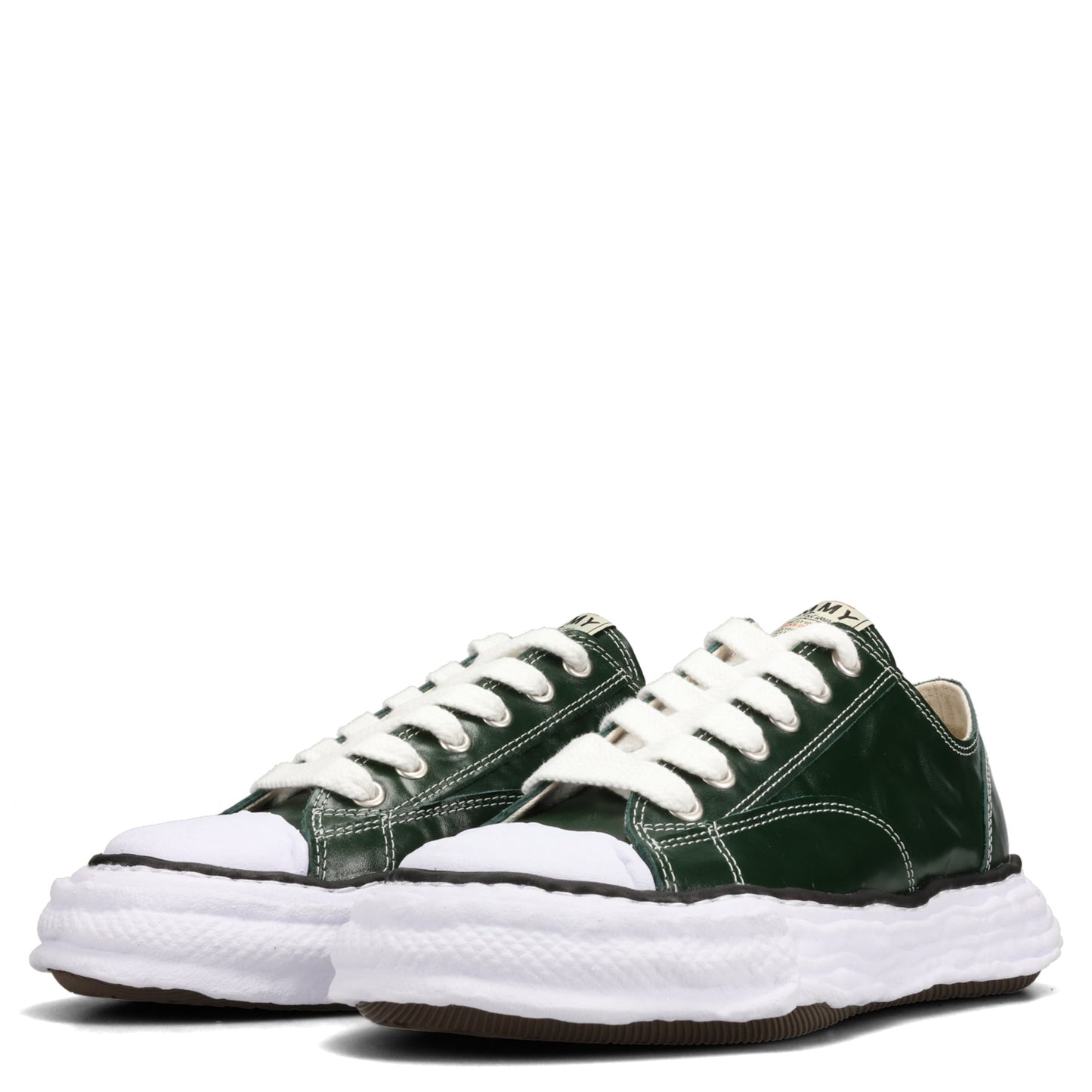 PETERSON23 WRINKLED LEATHER LOW-TOP SNEAKERS / 056:GREEN