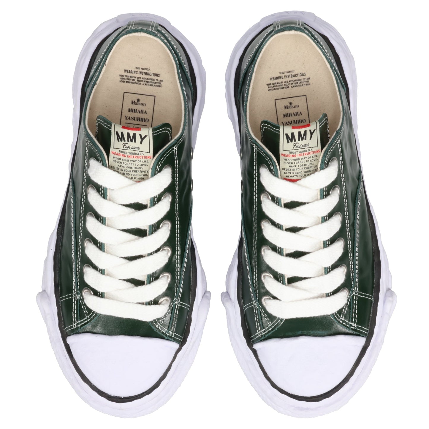 PETERSON23 WRINKLED LEATHER LOW-TOP SNEAKERS / 056:GREEN
