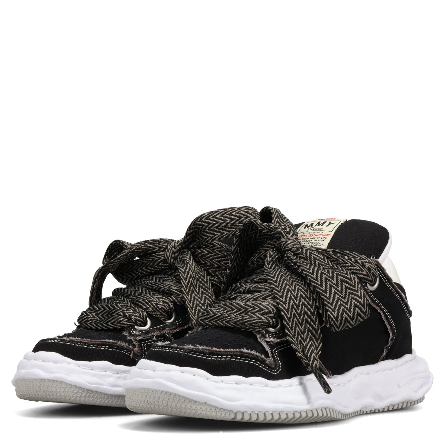 WAYNE PUFFER PATTERNED LACE LOW-TOP SNEAKERS / 018:BLACK