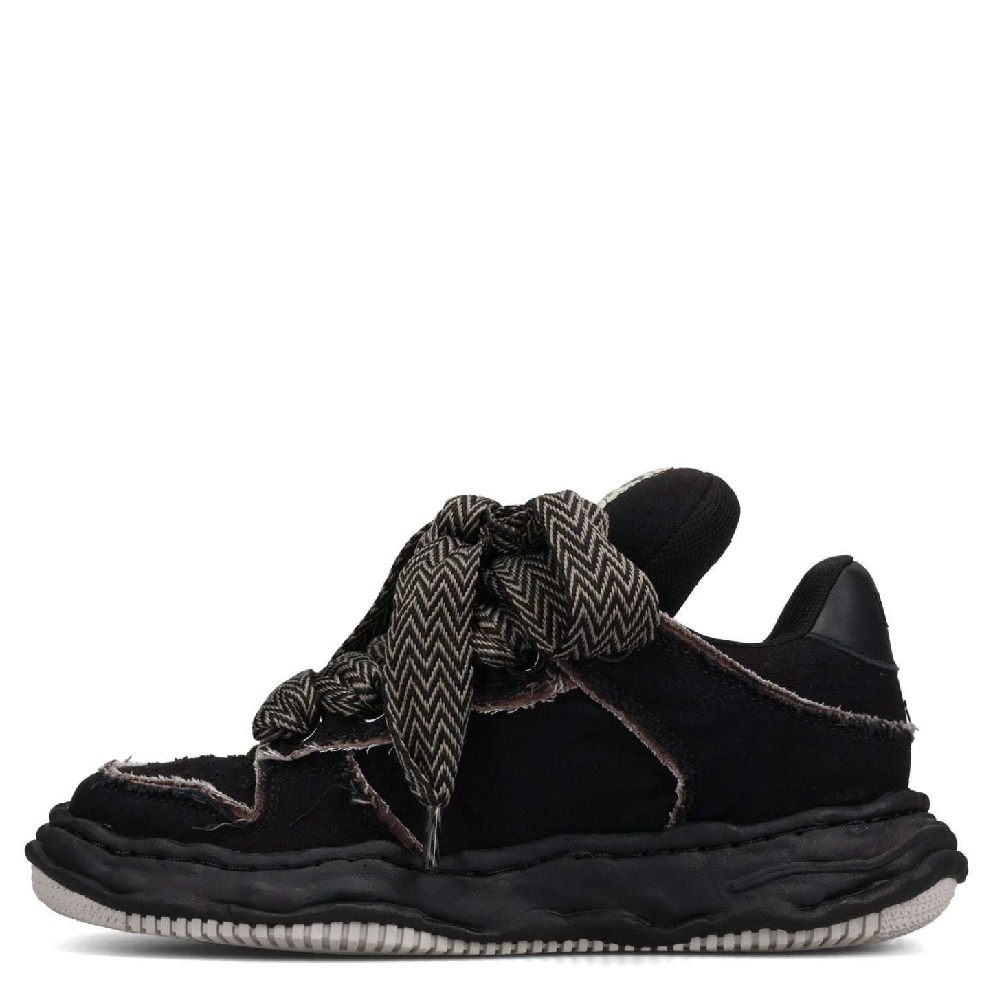 WAYNE PUFFER PATTERNED LACE LOW-TOP SNEAKERS / 129:BLK/BLK
