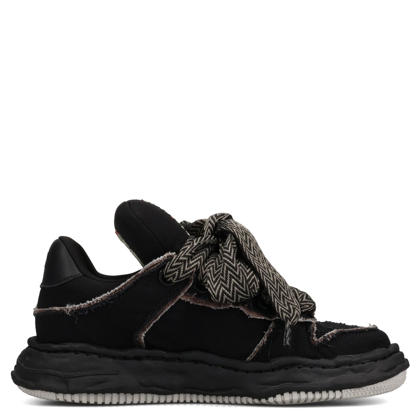 WAYNE PUFFER PATTERNED LACE LOW-TOP SNEAKERS / 129:BLK/BLK