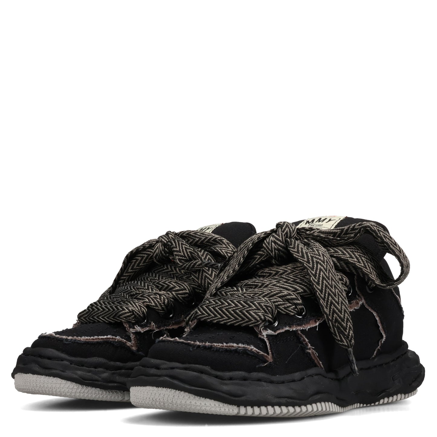 WAYNE PUFFER PATTERNED LACE LOW-TOP SNEAKERS / 129:BLK/BLK