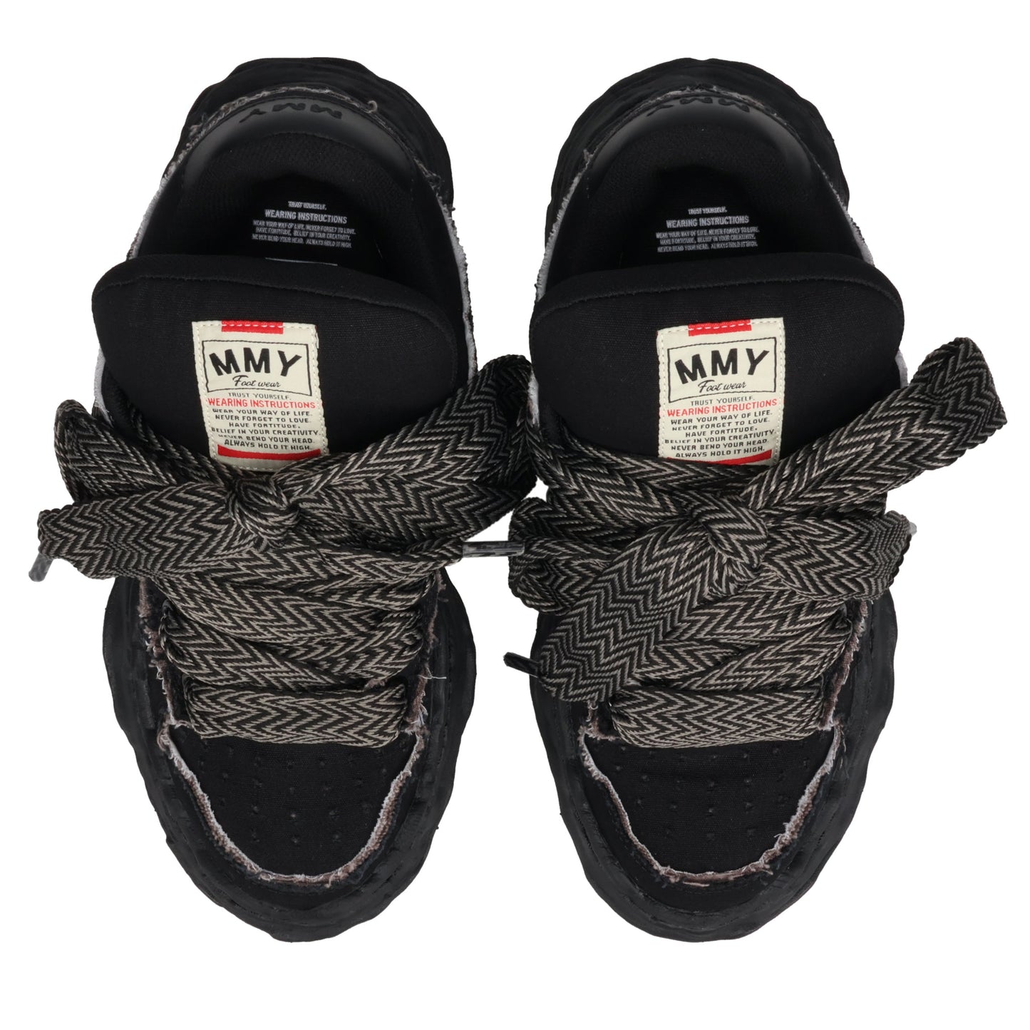 WAYNE PUFFER PATTERNED LACE LOW-TOP SNEAKERS / 129:BLK/BLK