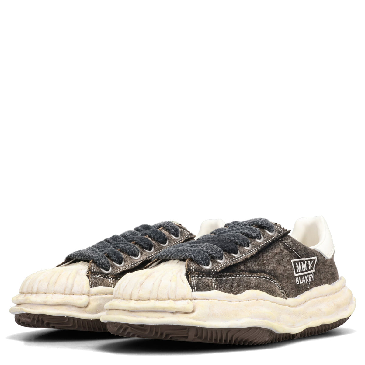 BLAKEY BLEACHED CANVAS LOW-TOP SNEAKERS / 018:BLACK