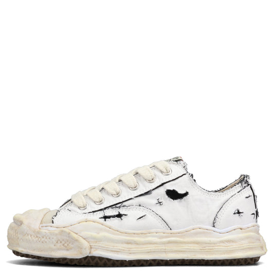 HANK RIPPING CANVAS LOW-TOP SNEAKERS / 011:WHITE