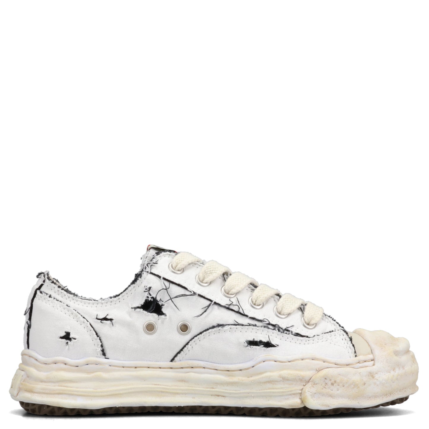 HANK RIPPING CANVAS LOW-TOP SNEAKERS / 011:WHITE