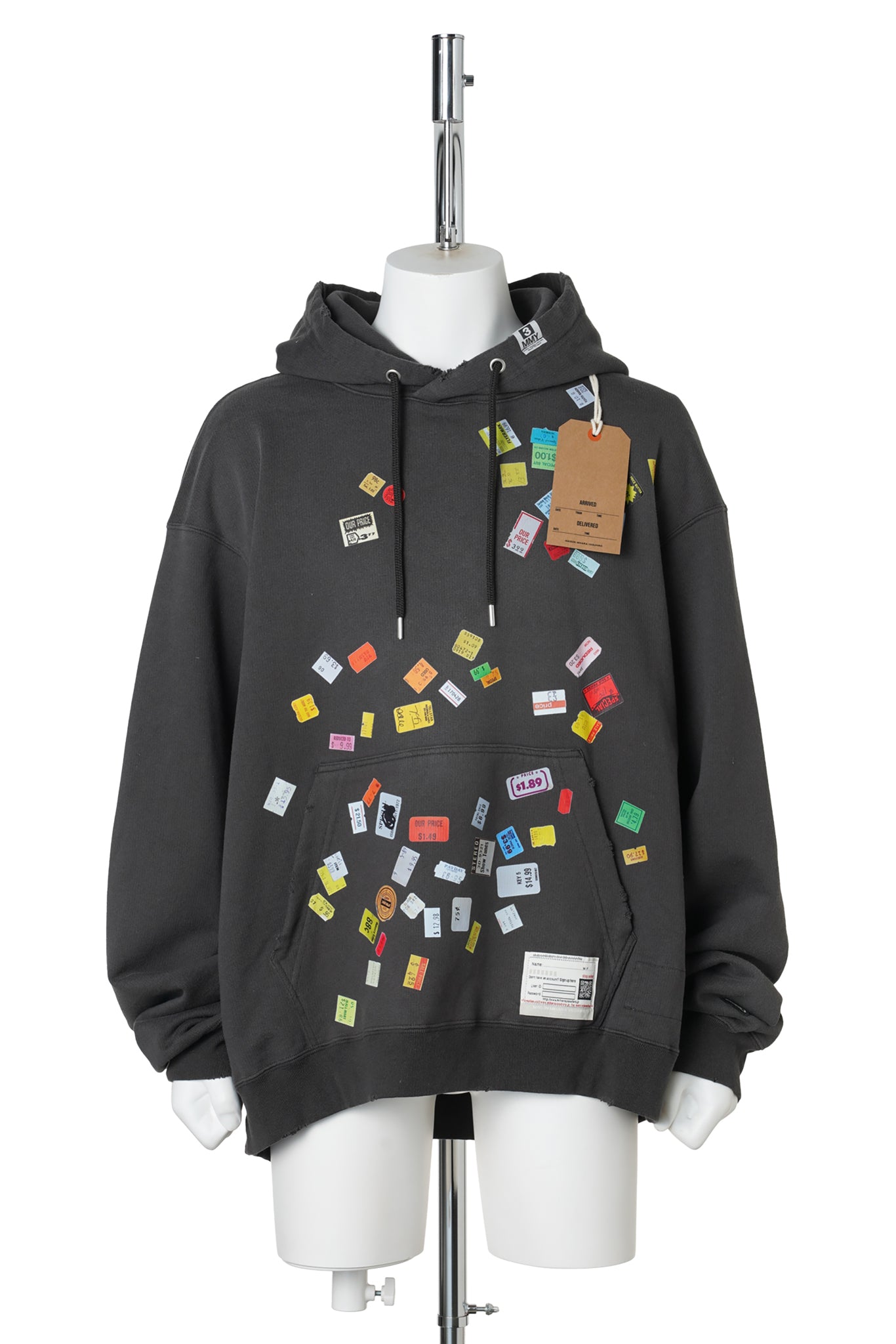 PRICE STICKER SWEAT HOODIE / BLACK