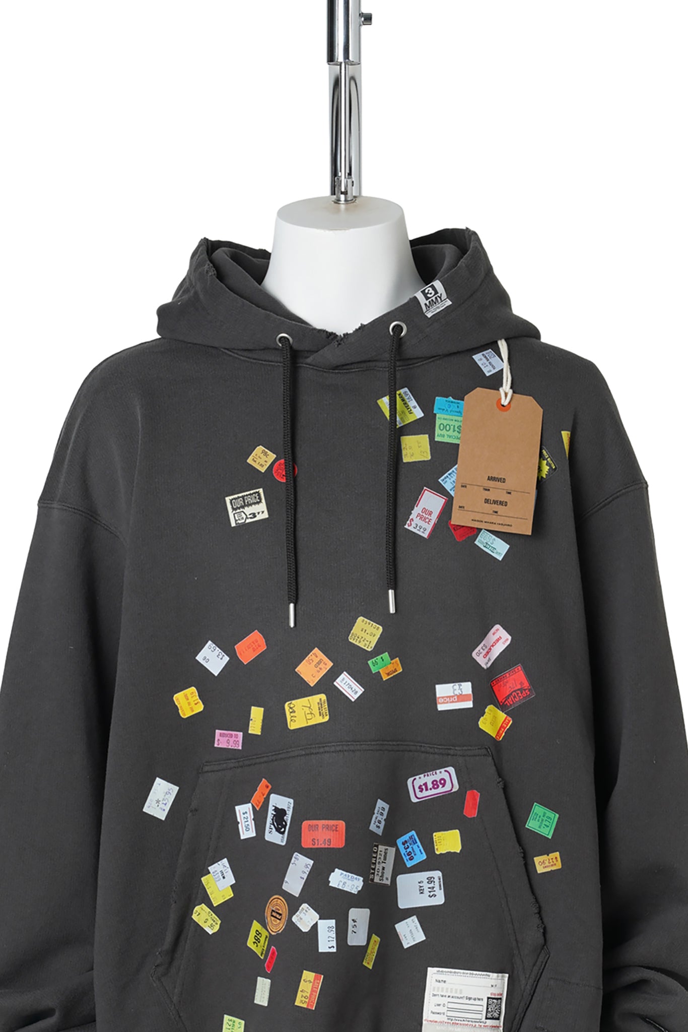 PRICE STICKER SWEAT HOODIE / BLACK