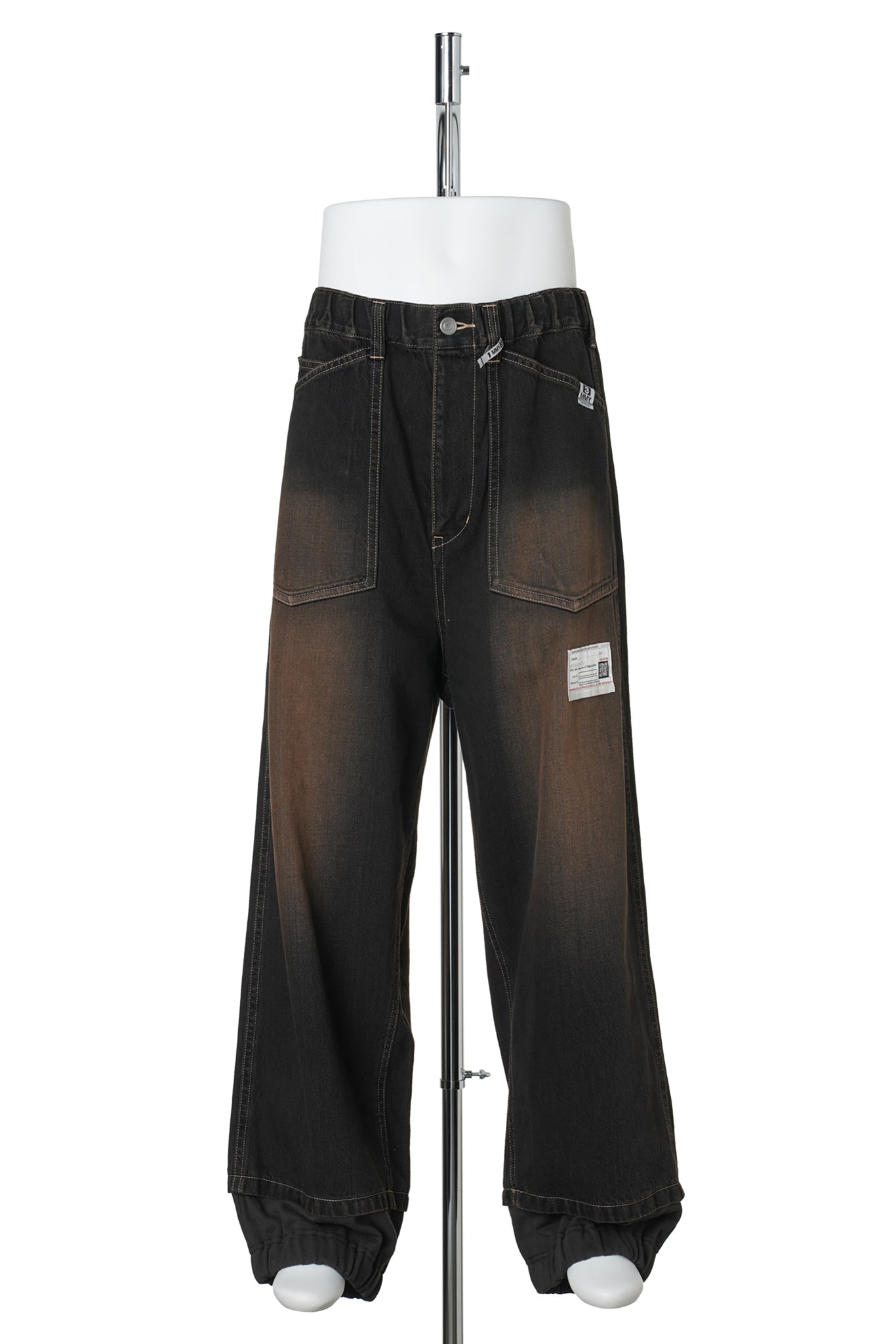 SWEAT LAYERED JEANS / BLACK