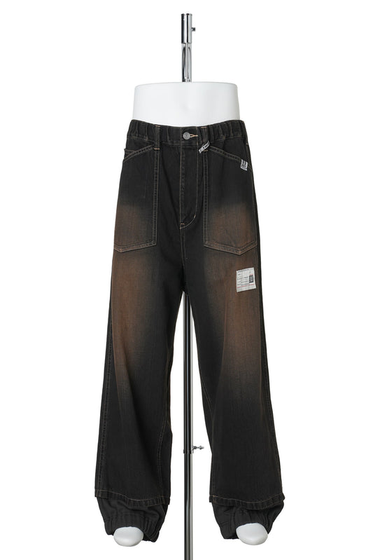 SWEAT LAYERED JEANS / BLACK