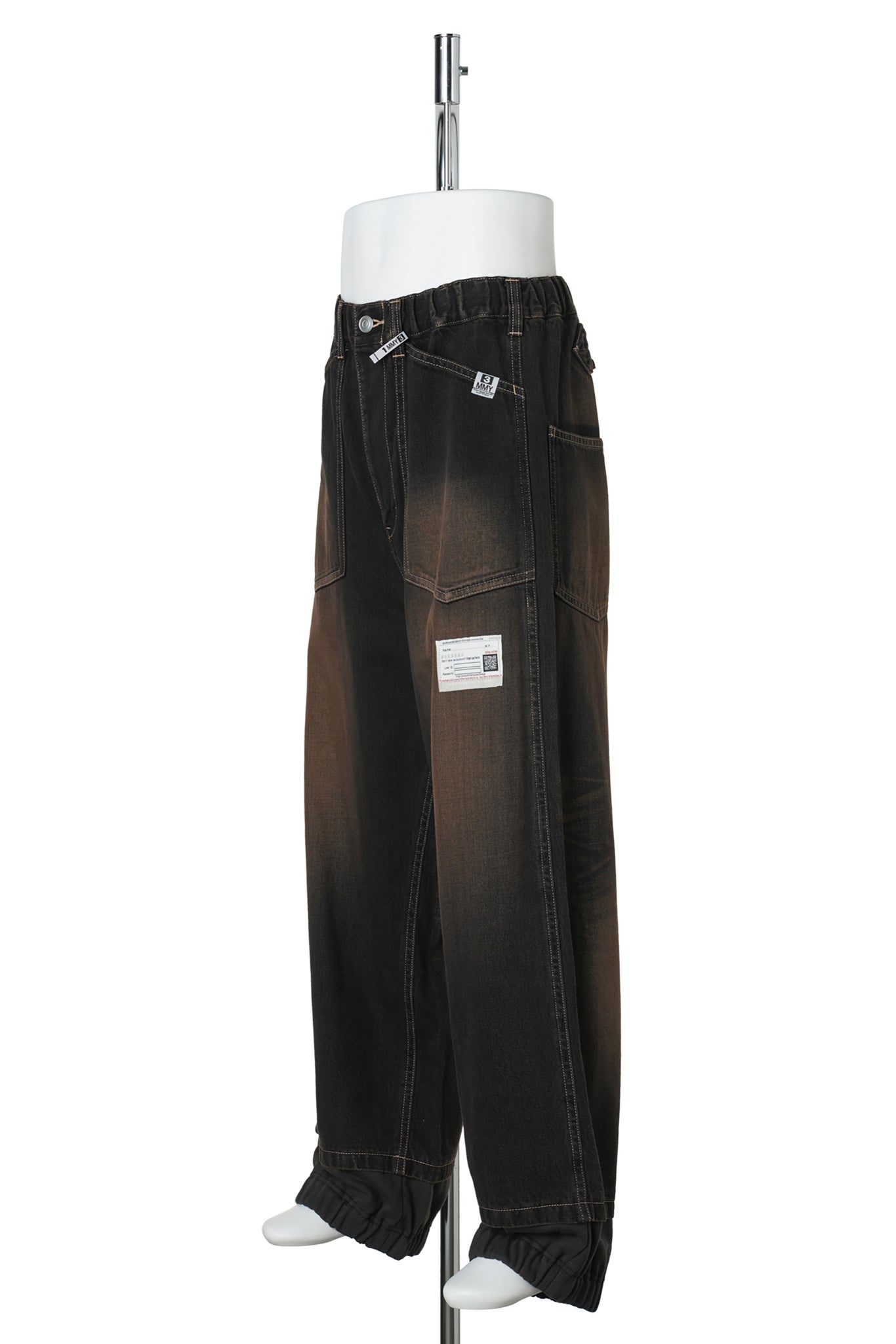 SWEAT LAYERED JEANS / BLACK