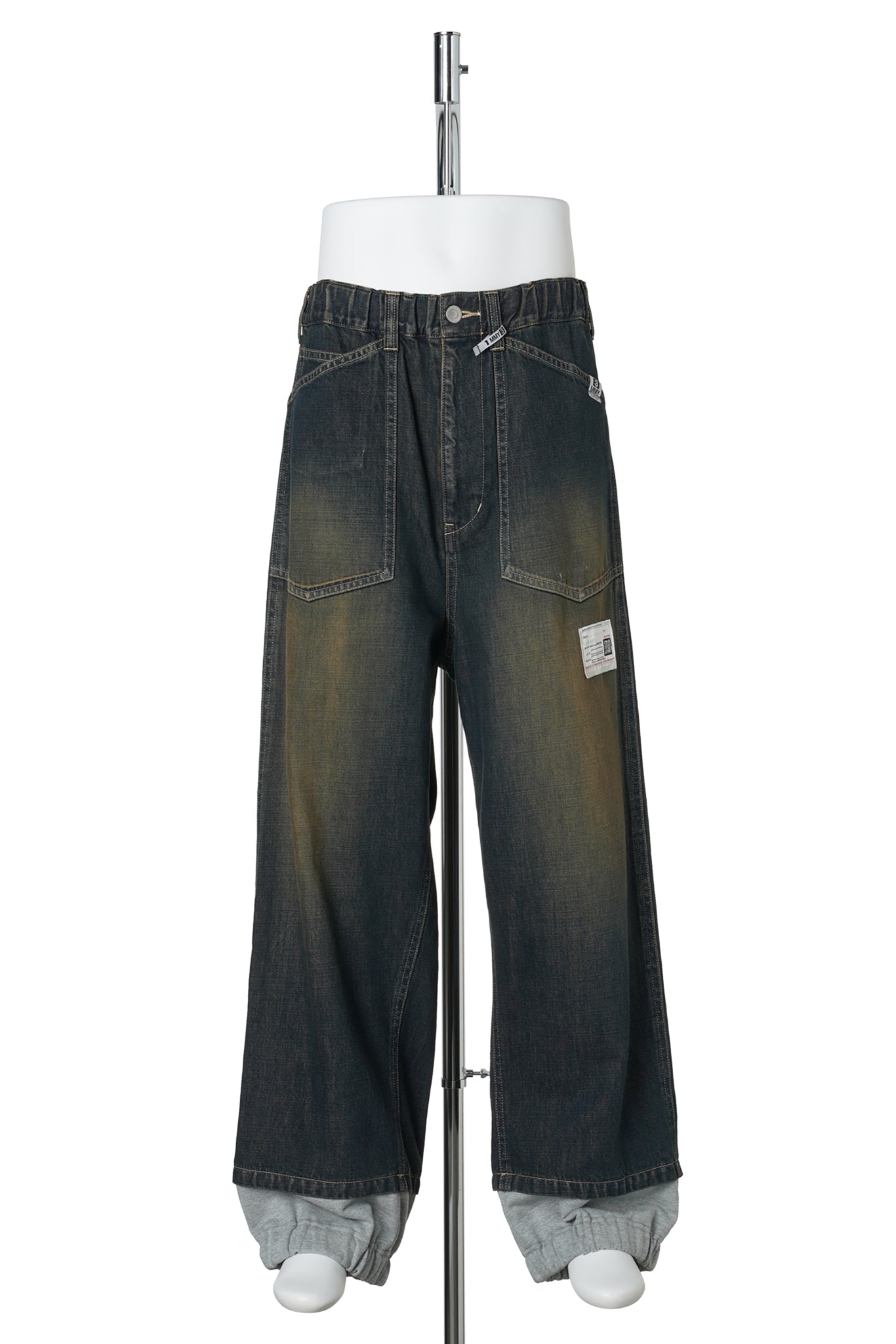 SWEAT LAYERED JEANS / INDIGO