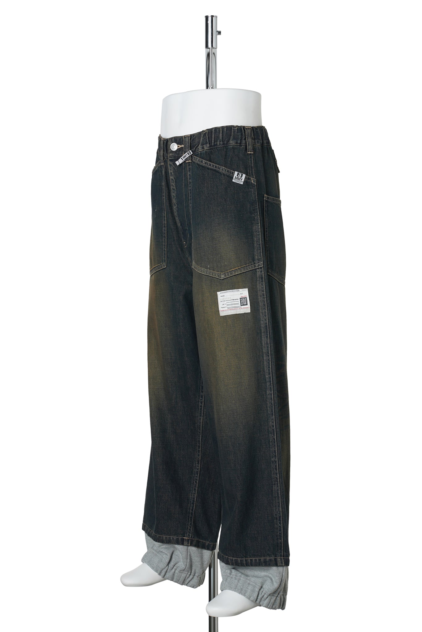 SWEAT LAYERED JEANS / INDIGO