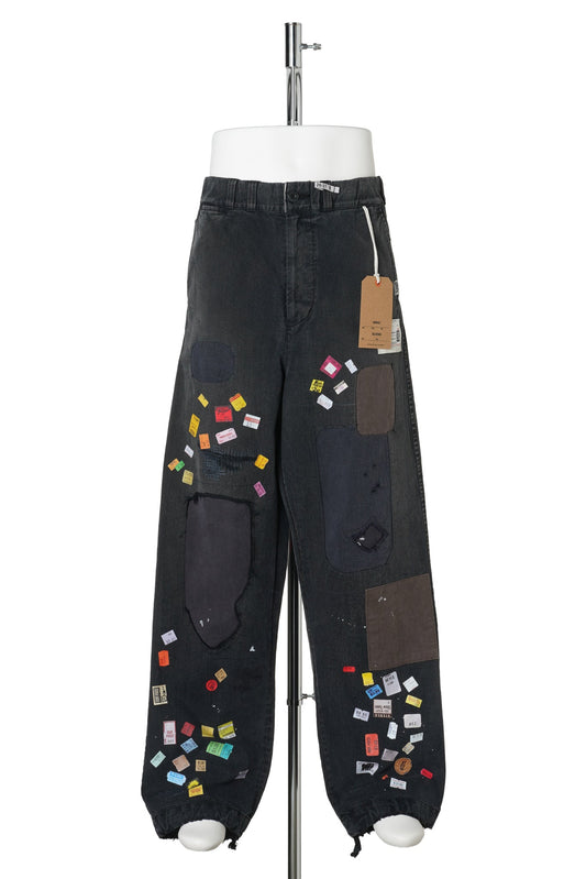 PRICE STICKER REPAIRED PANTS / BLACK