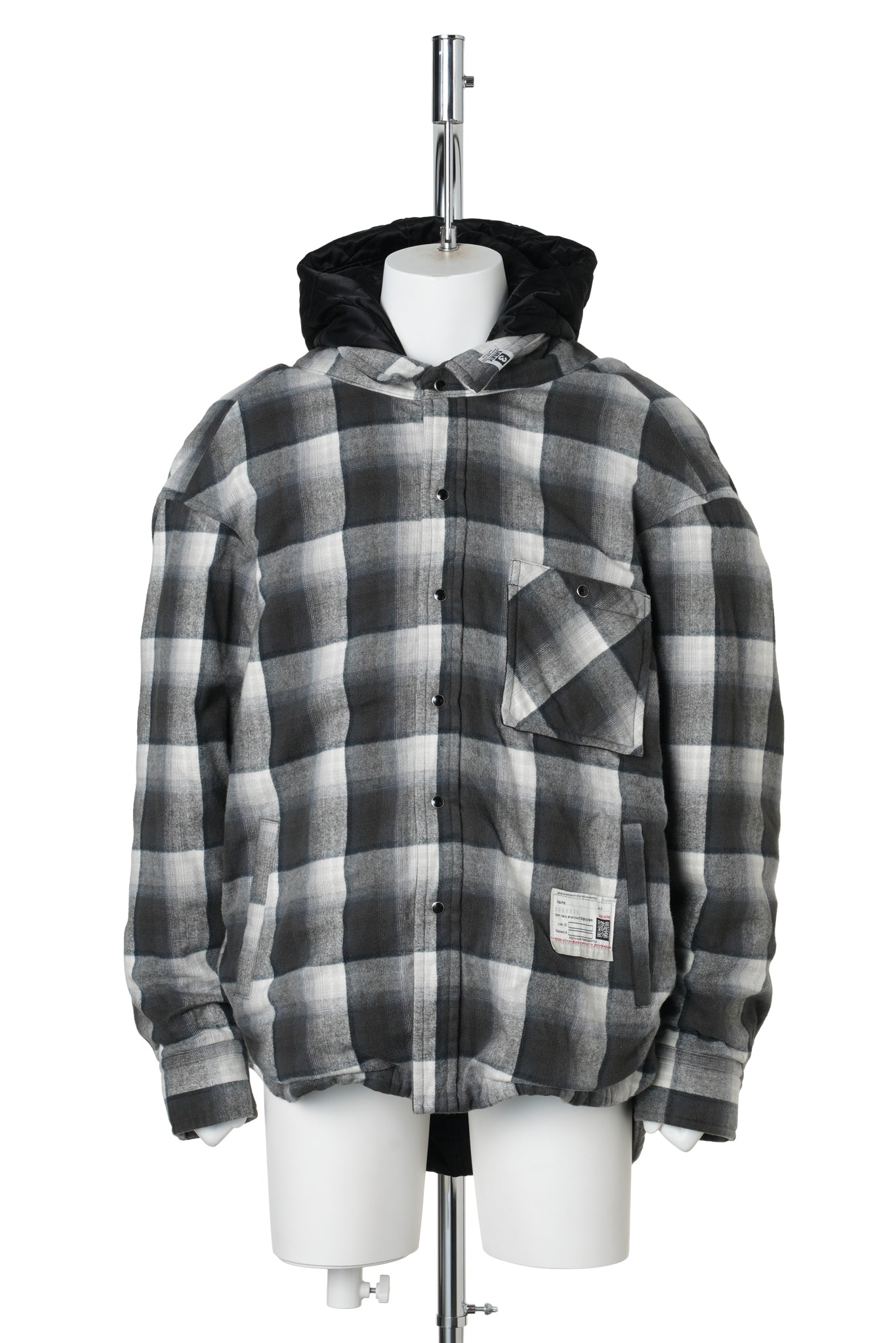 HOODED CHECK SHIRT / BLACK
