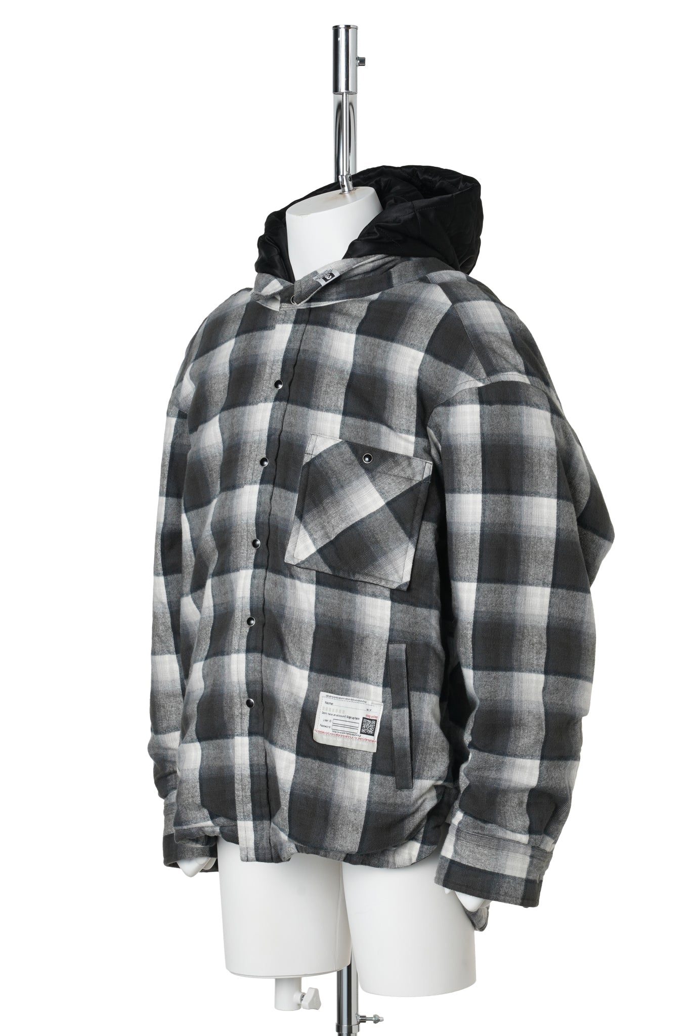 HOODED CHECK SHIRT / BLACK