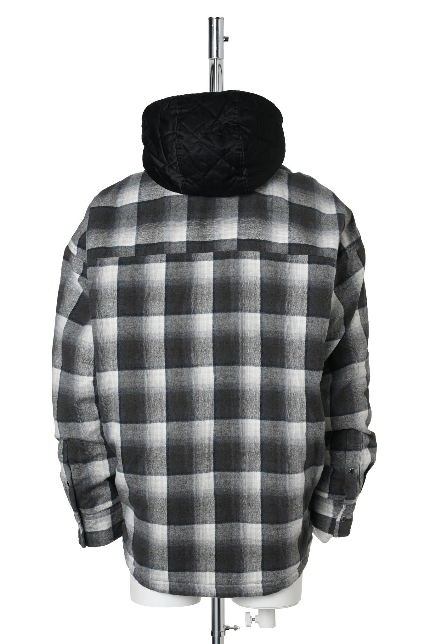 HOODED CHECK SHIRT / BLACK