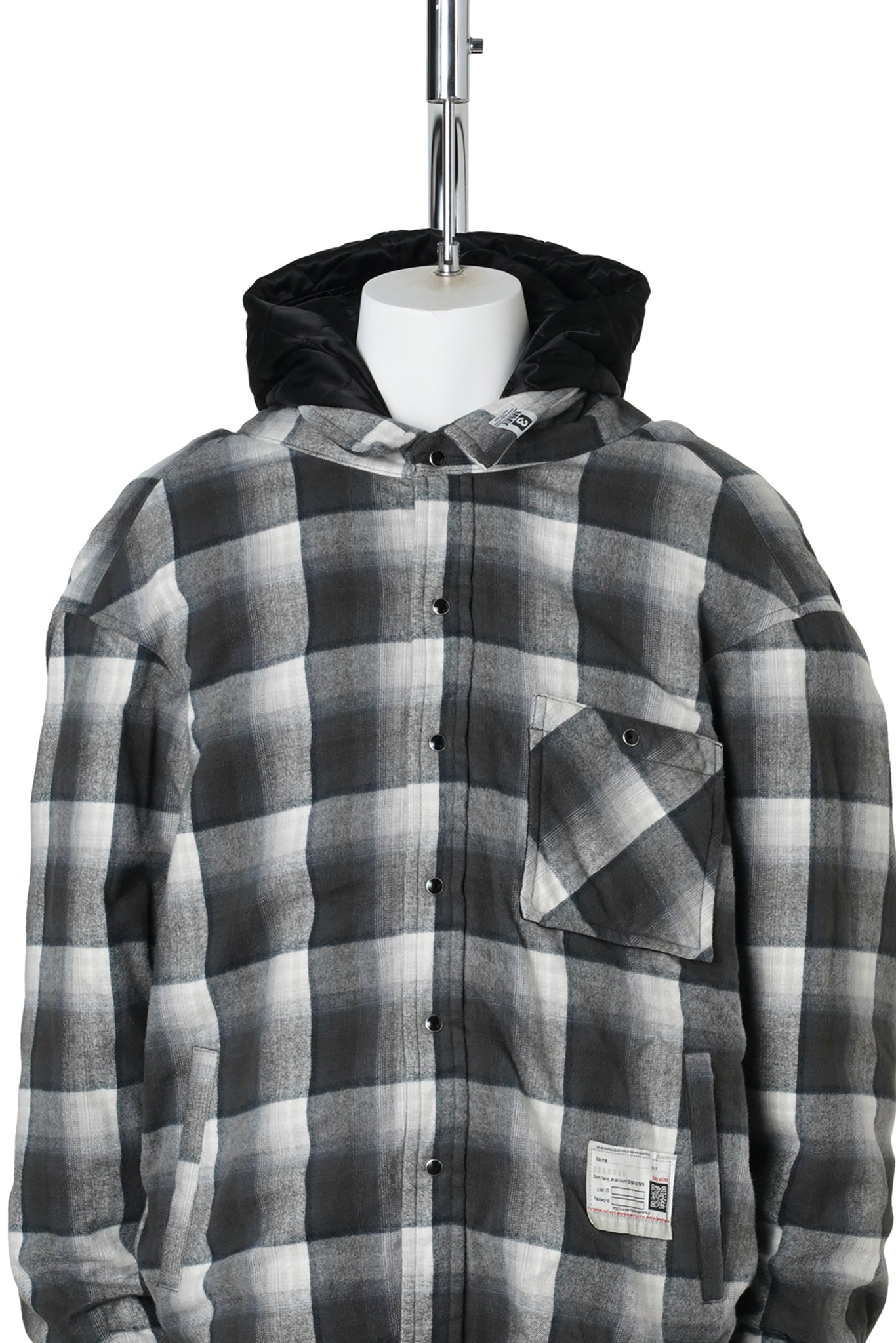 HOODED CHECK SHIRT / BLACK