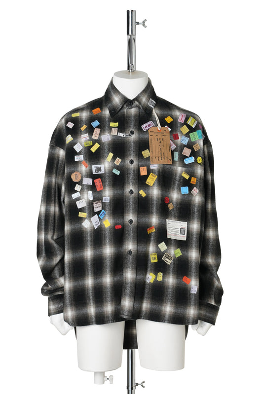 PRICE STICKER CHECK SHIRT / BLACK