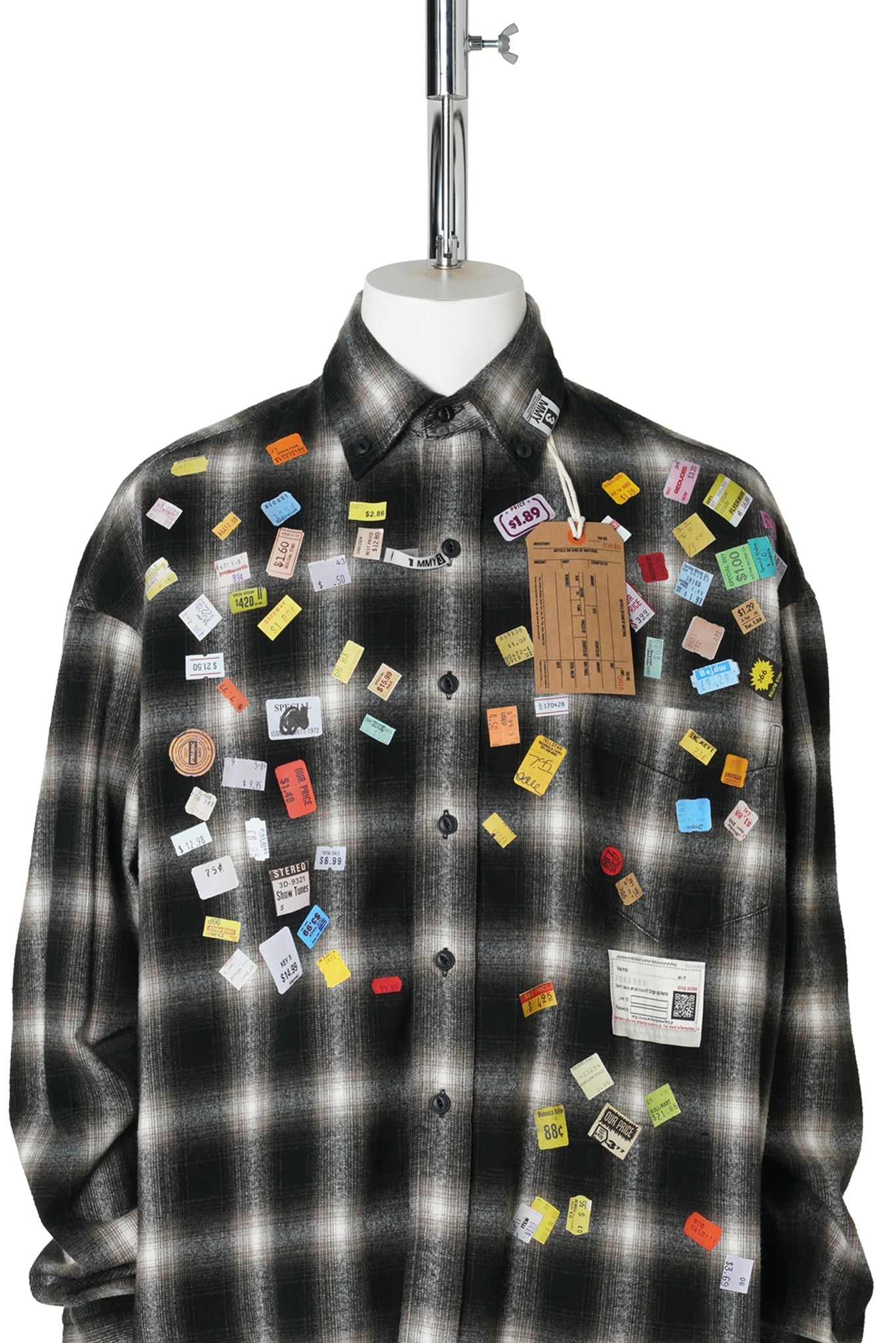 PRICE STICKER CHECK SHIRT / BLACK