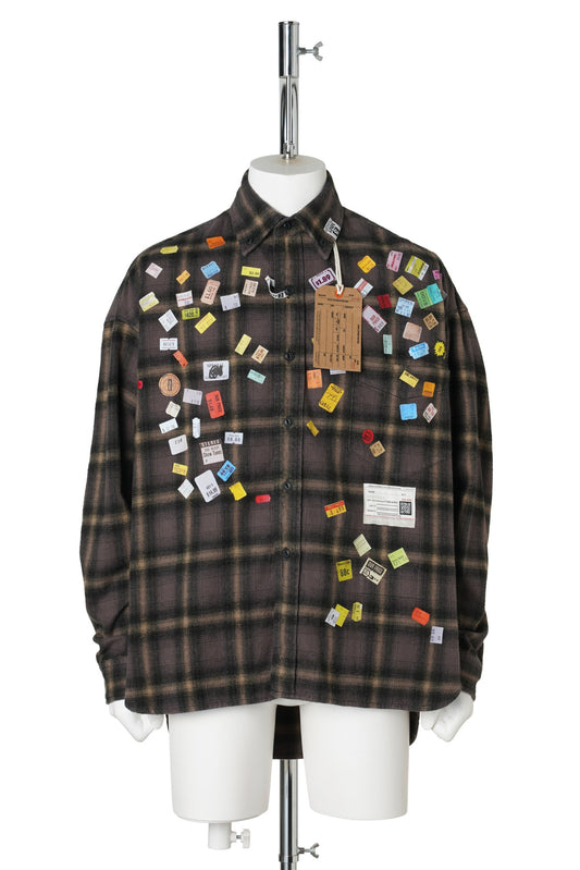 PRICE STICKER CHECK SHIRT / BROWN