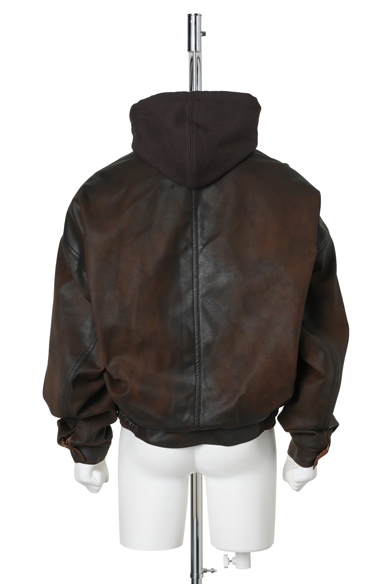 LAYERED FAUX LEATHER BLOUSON / BROWN
