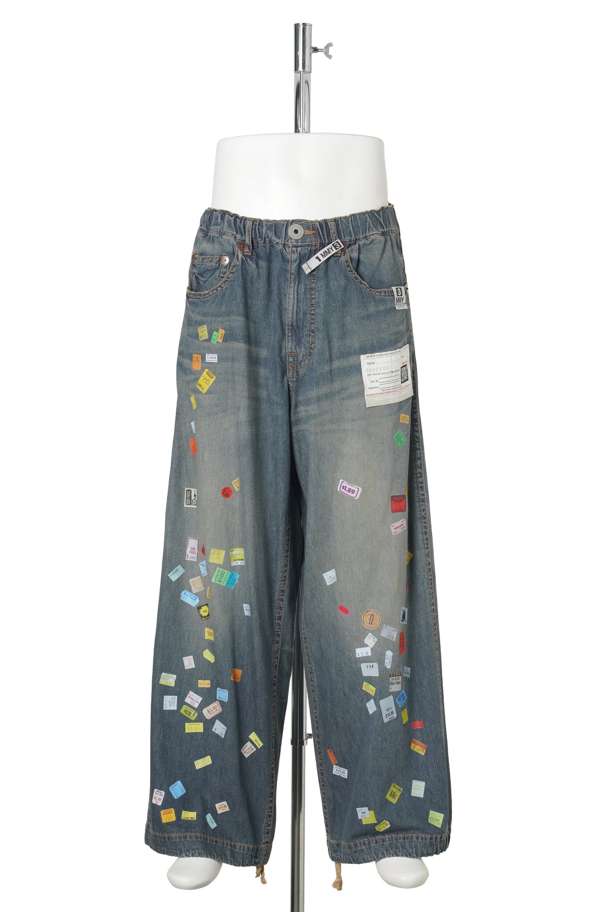 DENIM HUGE DETAIL PANTS WITH PRICE TAG / INDIGO