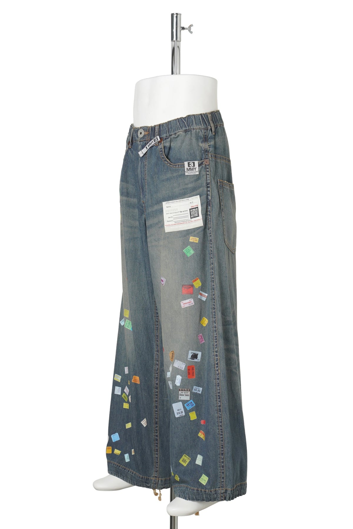 DENIM HUGE DETAIL PANTS WITH PRICE TAG / INDIGO
