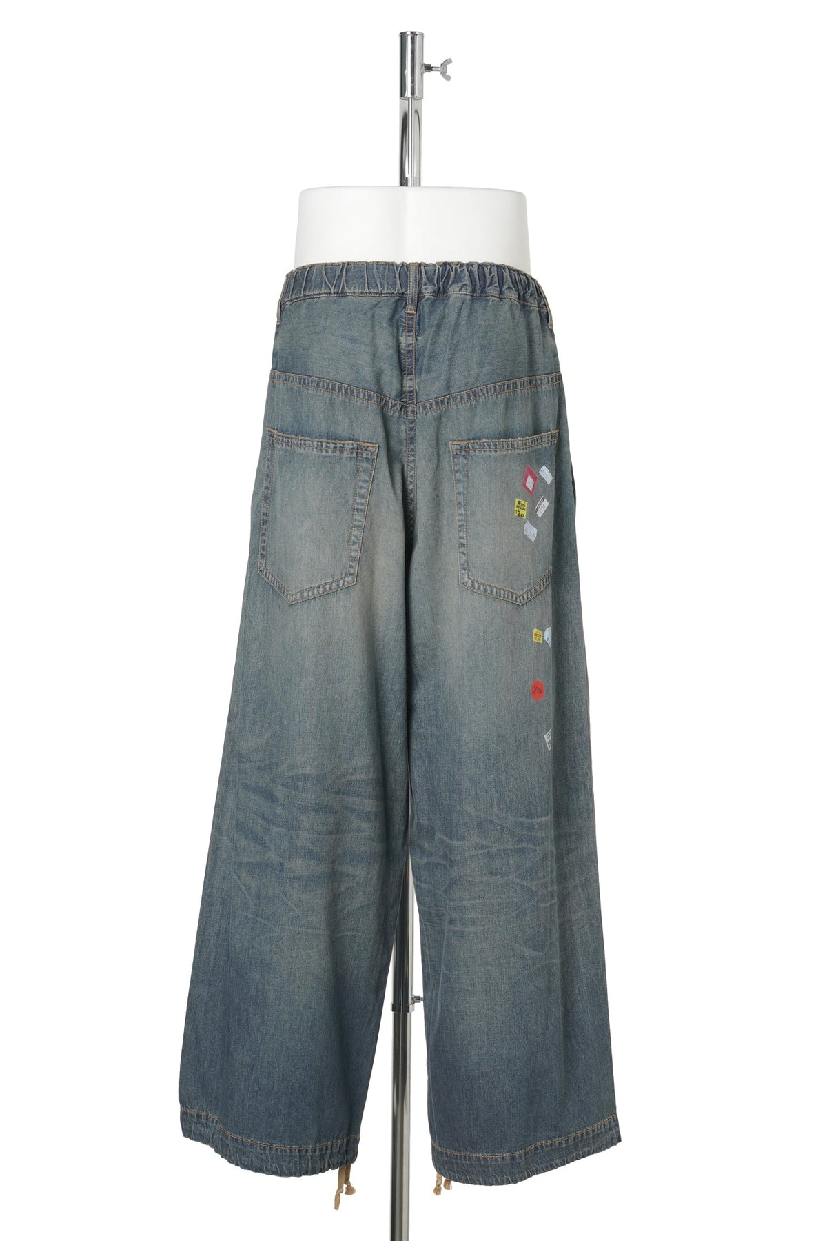 DENIM HUGE DETAIL PANTS WITH PRICE TAG / INDIGO